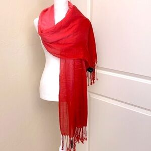 Grace Adele Scarf pink/Red ombré tassel trim long sarong viscose
